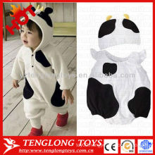 Wholesale 2015 newest warm lovely winter cow animal soft baby romper